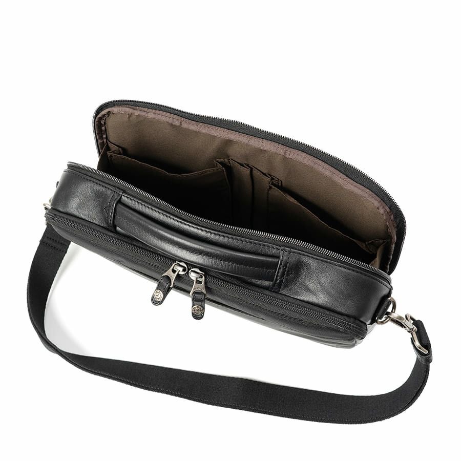 DOUBLES 2WAYクラッチショルダーバッグ 牛革×ポリエステル KWW-1345