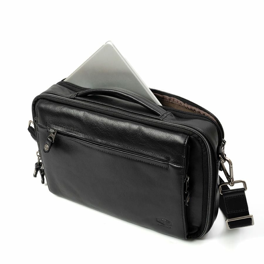 DOUBLES 2WAYクラッチショルダーバッグ 牛革×ポリエステル KWW-1345