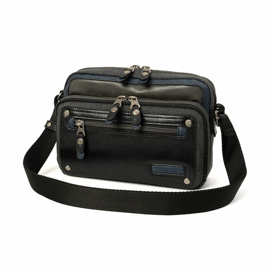 MOUSTACHE 横型ミニショルダーバッグ シュリンク合皮×マット合皮×杢調ポリ JEX-4332