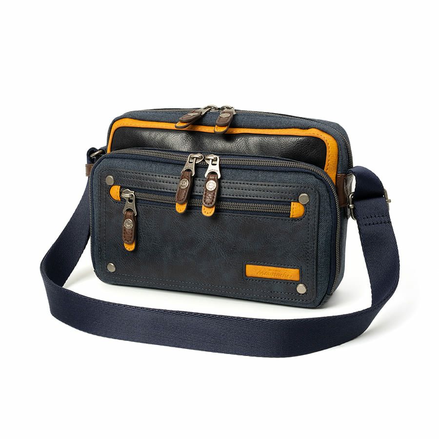 MOUSTACHE 横型ミニショルダーバッグ シュリンク合皮×マット合皮×杢調ポリ JEX-4332