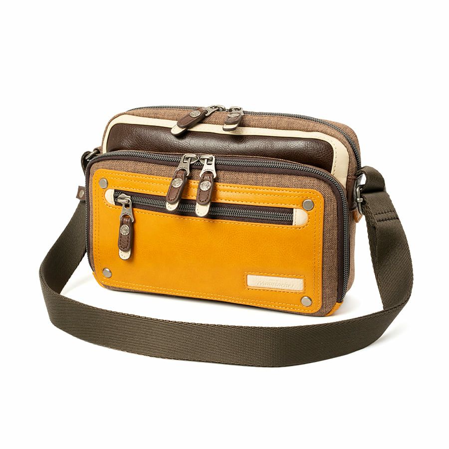 MOUSTACHE 横型ミニショルダーバッグ シュリンク合皮×マット合皮×杢調ポリ JEX-4332