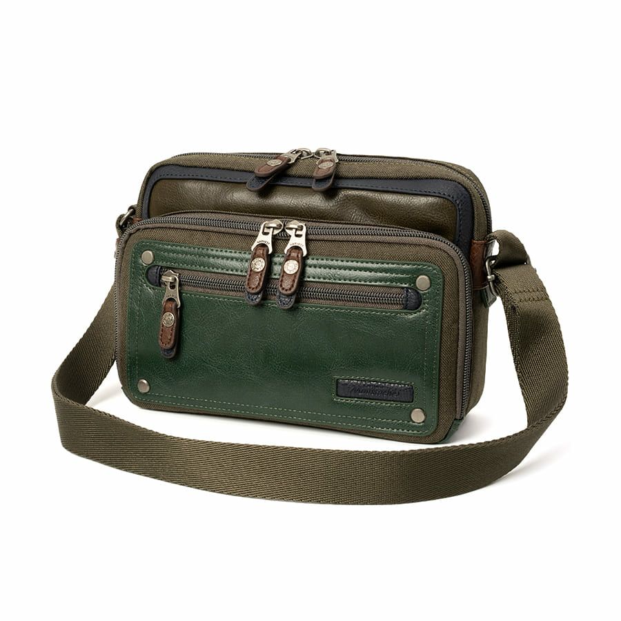 MOUSTACHE 横型ミニショルダーバッグ シュリンク合皮×マット合皮×杢調ポリ JEX-4332