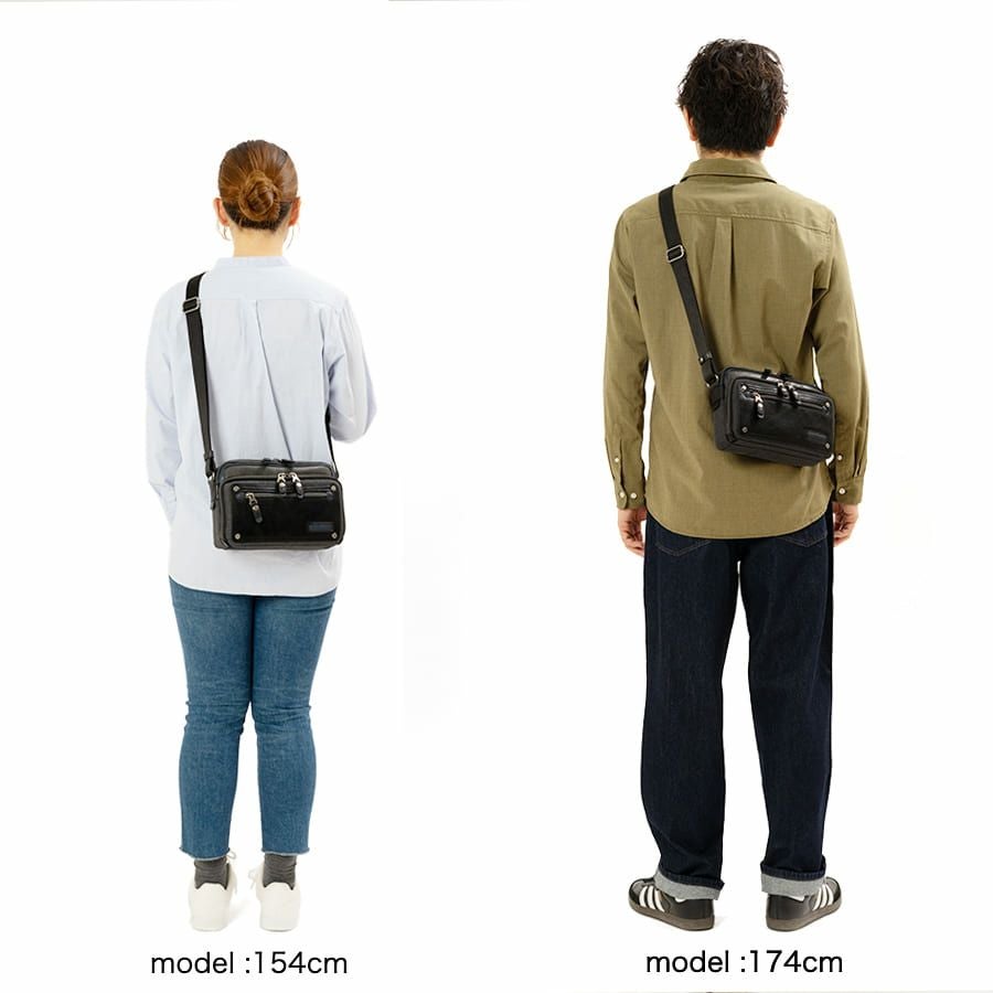 MOUSTACHE 横型ミニショルダーバッグ シュリンク合皮×マット合皮×杢調ポリ JEX-4332