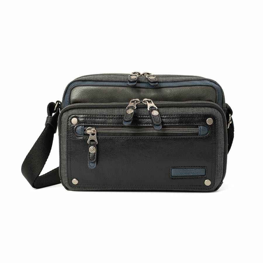 MOUSTACHE 横型ミニショルダーバッグ シュリンク合皮×マット合皮×杢調ポリ JEX-4332