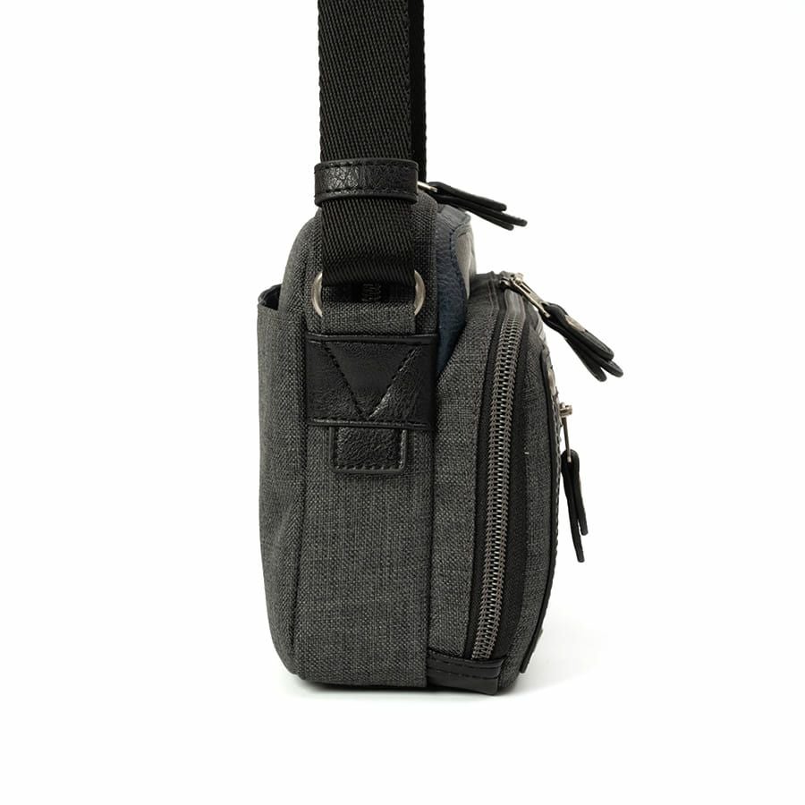 MOUSTACHE 横型ミニショルダーバッグ シュリンク合皮×マット合皮×杢調ポリ JEX-4332