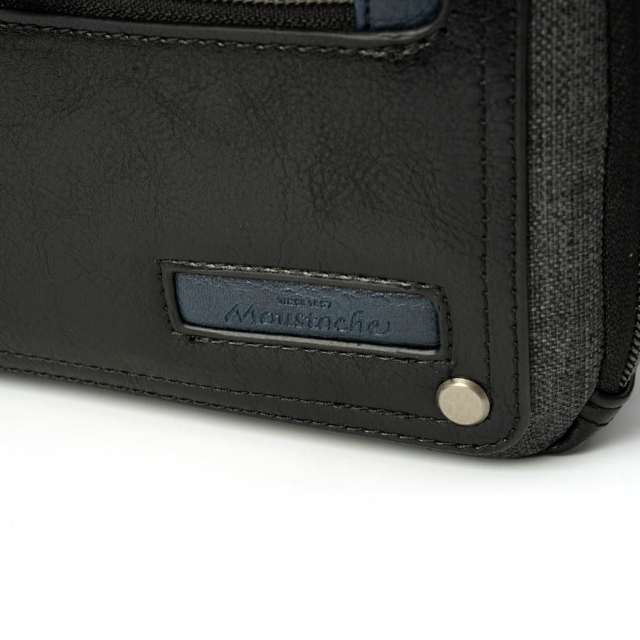 MOUSTACHE 横型ミニショルダーバッグ シュリンク合皮×マット合皮×杢調ポリ JEX-4332