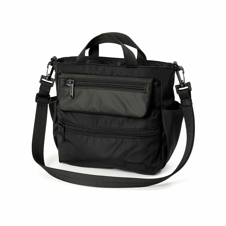 MOUSTACHE 2wayミニトートバッグ マットポリエステル×ラバー調合皮×イタリアンヌメ牛革 BNB-4443