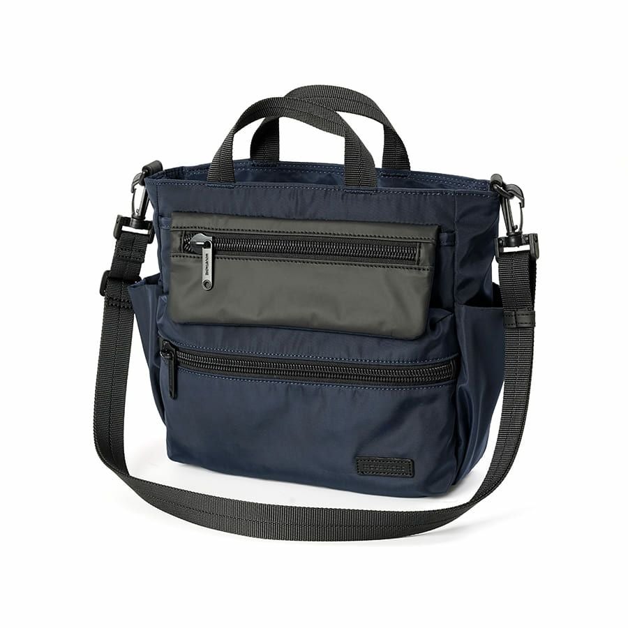 MOUSTACHE 2wayミニトートバッグ マットポリエステル×ラバー調合皮×イタリアンヌメ牛革 BNB-4443