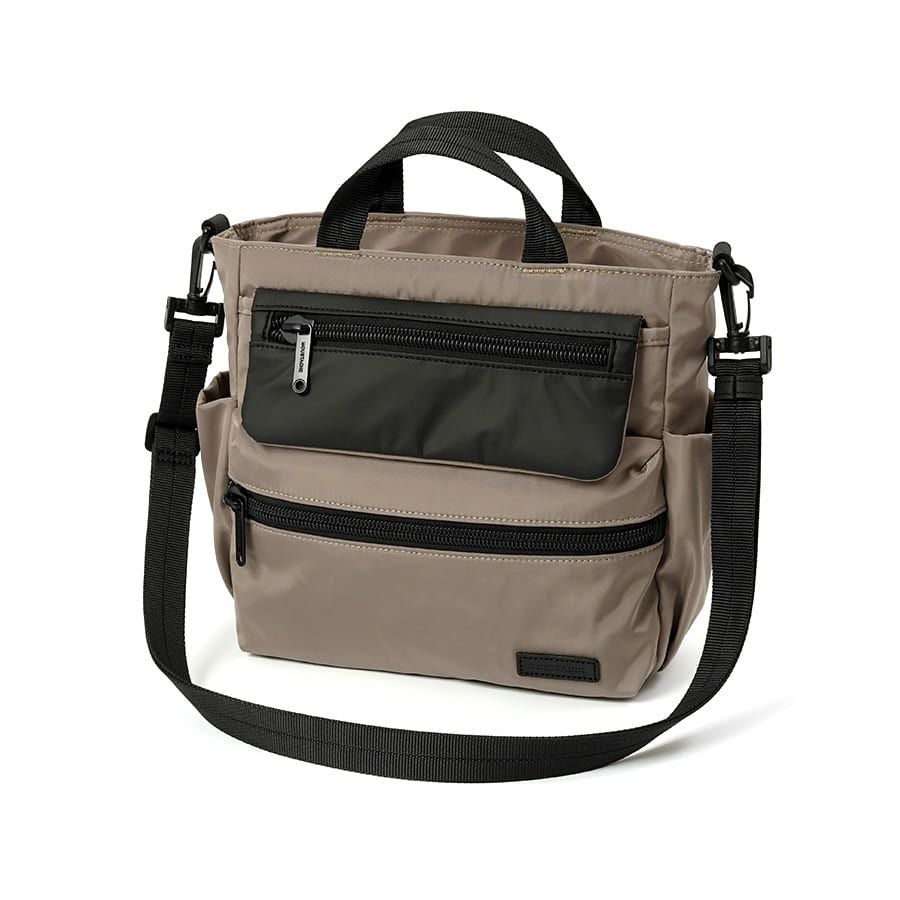 MOUSTACHE 2wayミニトートバッグ マットポリエステル×ラバー調合皮×イタリアンヌメ牛革 BNB-4443