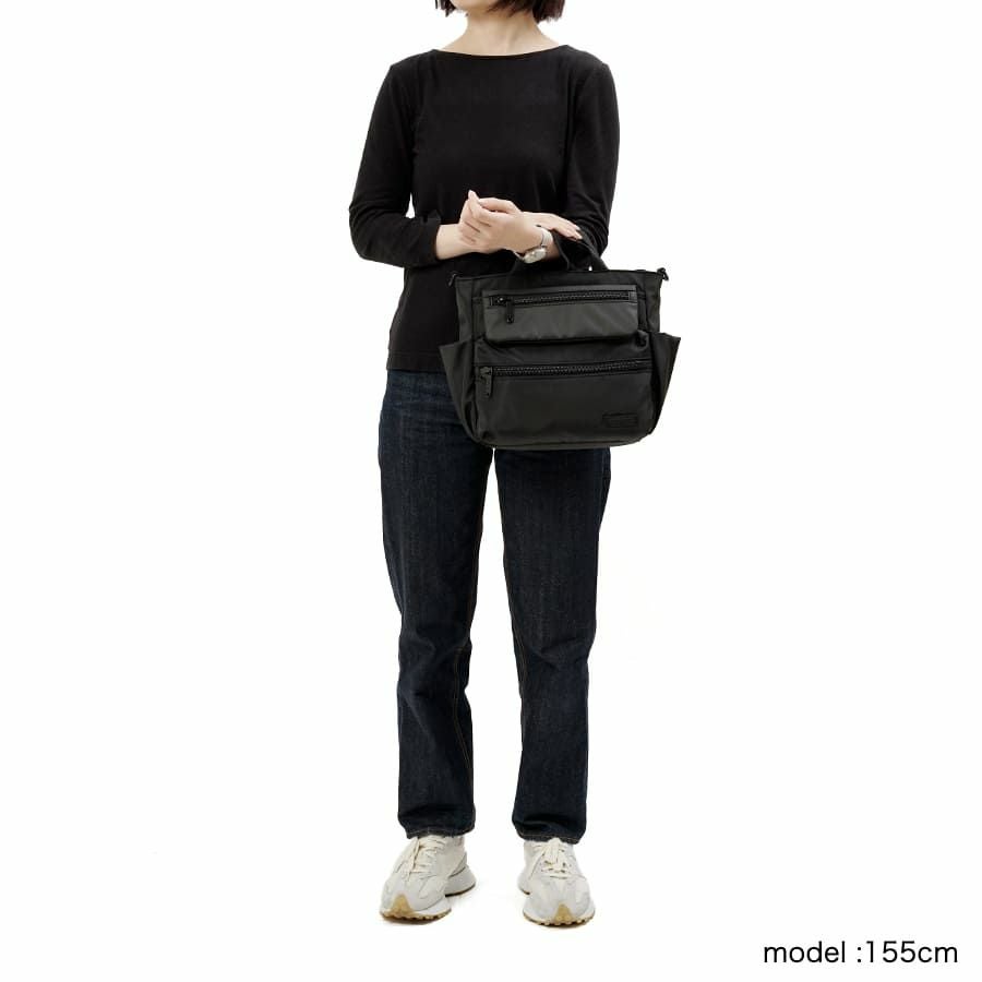 MOUSTACHE 2wayミニトートバッグ マットポリエステル×ラバー調合皮×イタリアンヌメ牛革 BNB-4443