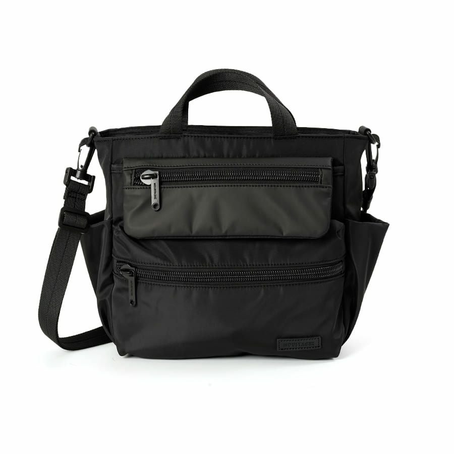 MOUSTACHE 2wayミニトートバッグ マットポリエステル×ラバー調合皮×イタリアンヌメ牛革 BNB-4443