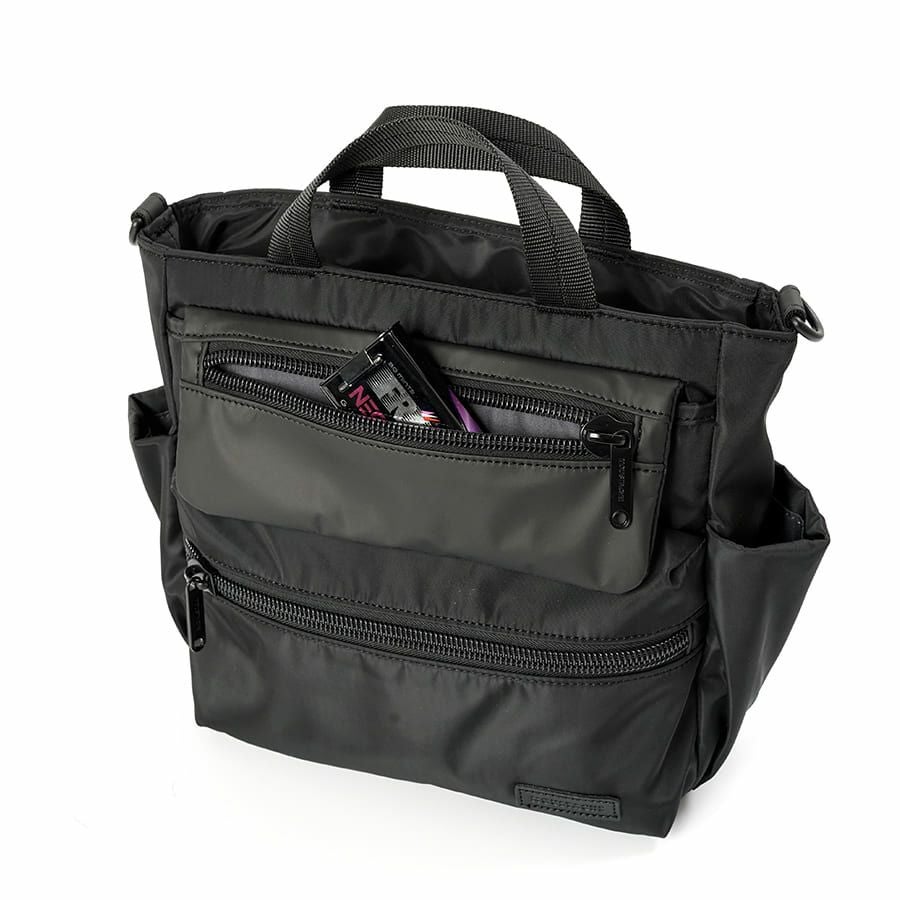 MOUSTACHE 2wayミニトートバッグ マットポリエステル×ラバー調合皮×イタリアンヌメ牛革 BNB-4443