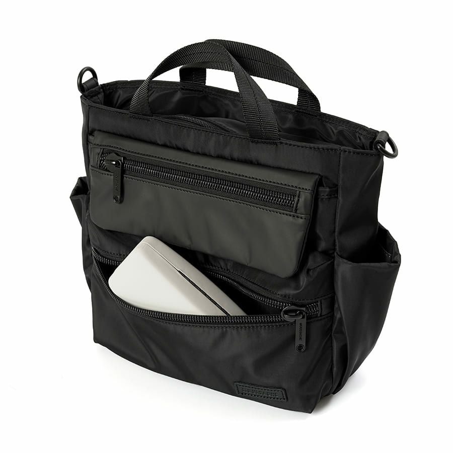 MOUSTACHE 2wayミニトートバッグ マットポリエステル×ラバー調合皮×イタリアンヌメ牛革 BNB-4443