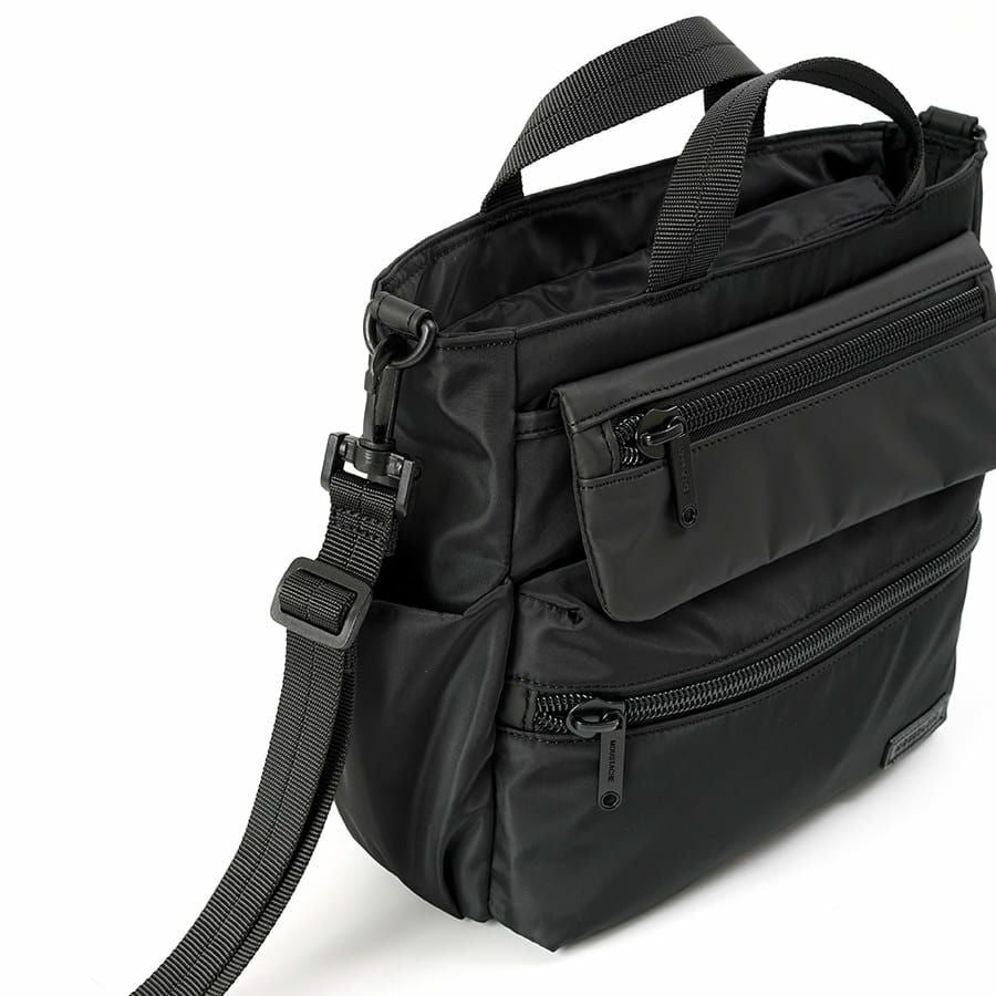 MOUSTACHE 2wayミニトートバッグ マットポリエステル×ラバー調合皮×イタリアンヌメ牛革 BNB-4443