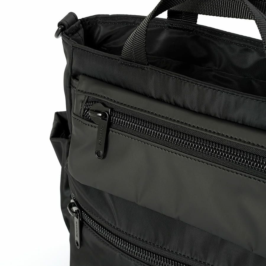 MOUSTACHE 2wayミニトートバッグ マットポリエステル×ラバー調合皮×イタリアンヌメ牛革 BNB-4443