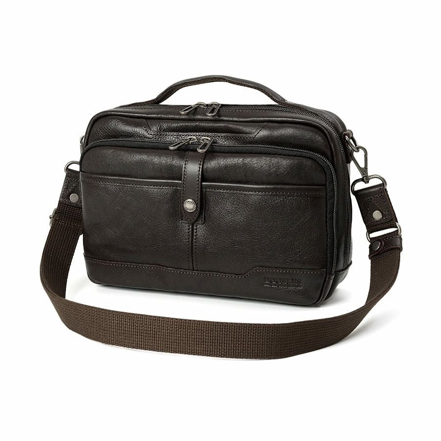 DOUBLES 横型スクエアショルダー 牛革×角シボ型押し牛革×イタリアンヌメ牛革 BKS-7042