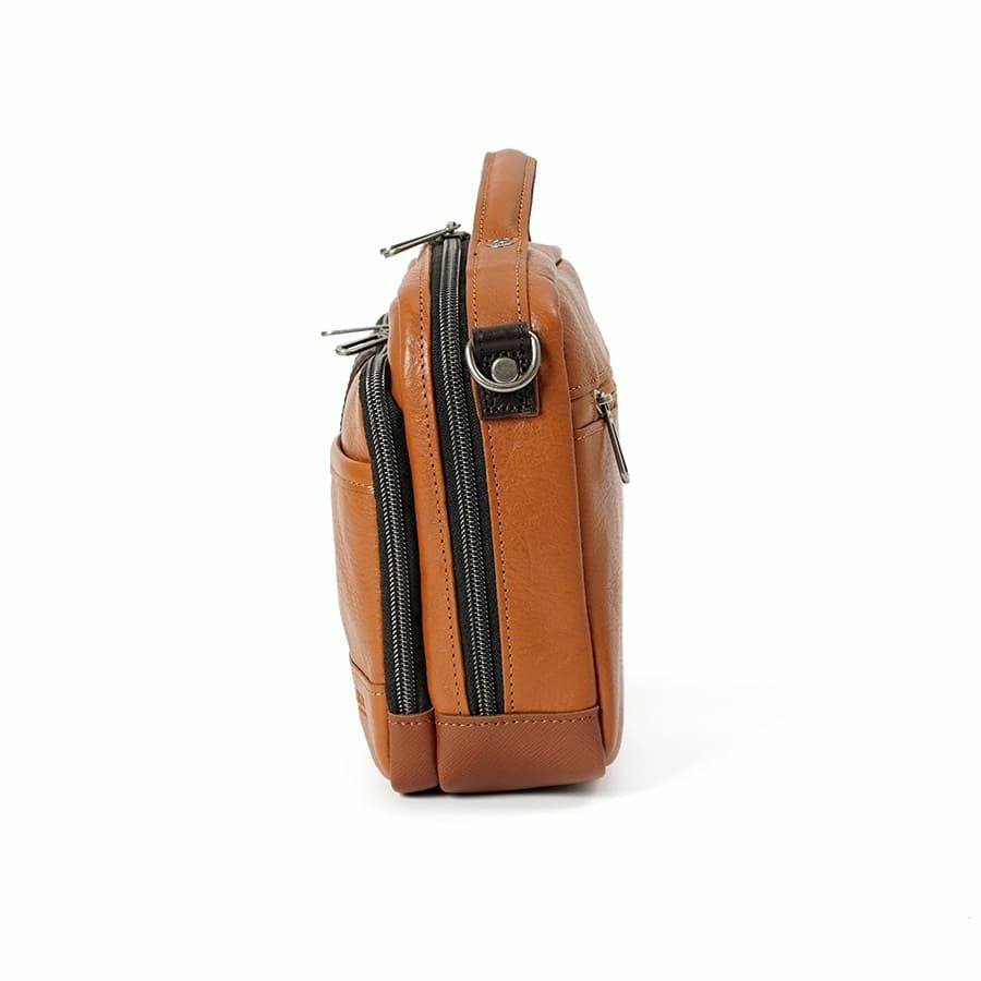 DOUBLES 横型スクエアショルダー 牛革×角シボ型押し牛革×イタリアンヌメ牛革 BKS-7042