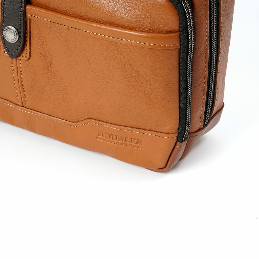 DOUBLES 横型スクエアショルダー 牛革×角シボ型押し牛革×イタリアンヌメ牛革 BKS-7042