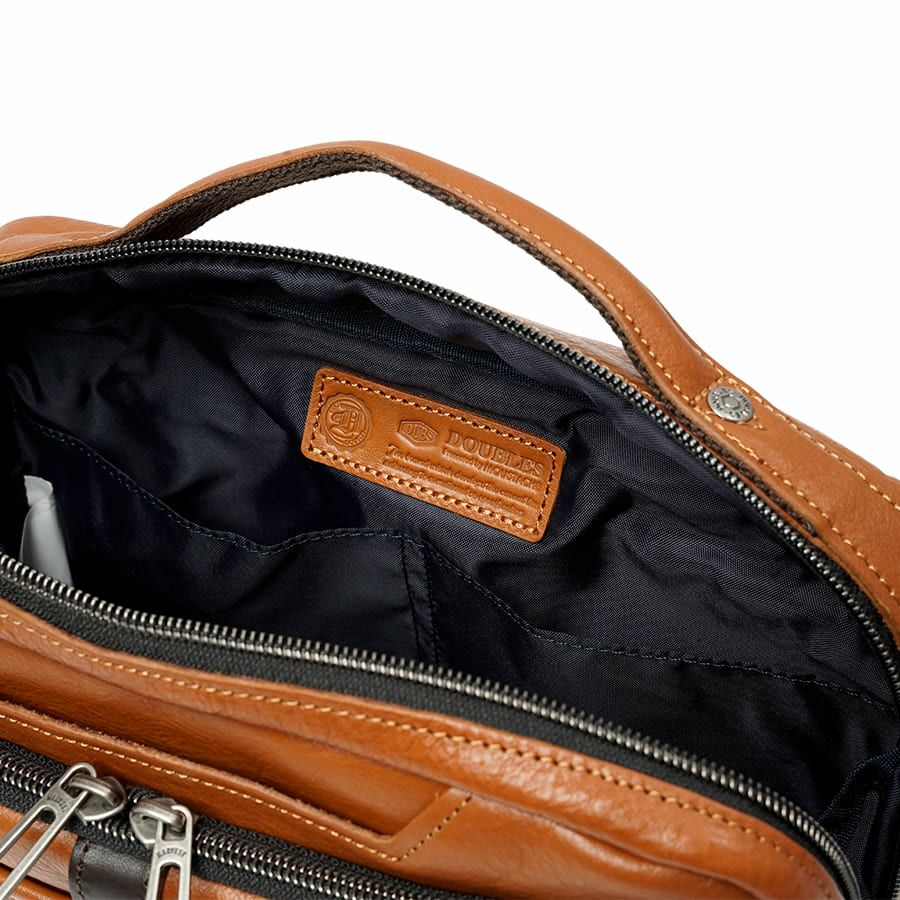 DOUBLES 横型スクエアショルダー 牛革×角シボ型押し牛革×イタリアンヌメ牛革 BKS-7042