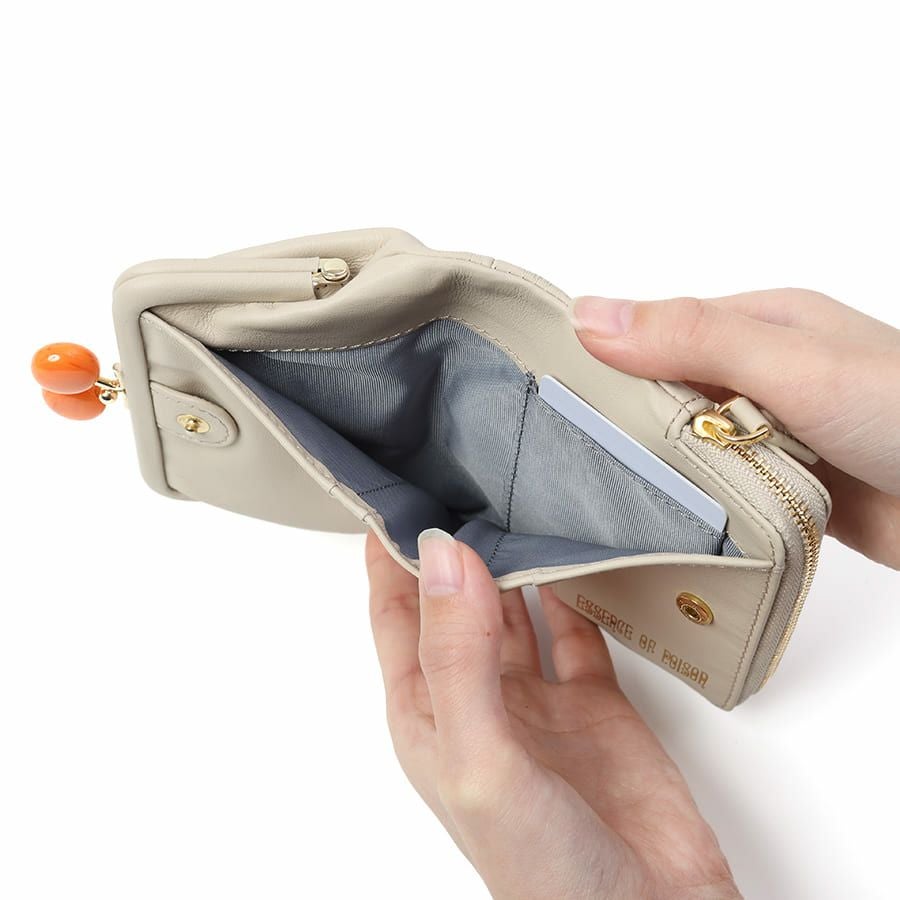 ESSENCE OF POISON がま口二つ折り財布 牛革 KIR-3321