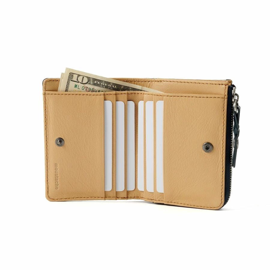 MOUSTACHE L字ファスナーミドルウォレット イタリアンバッファロー革×ゴート革 KBR-0471