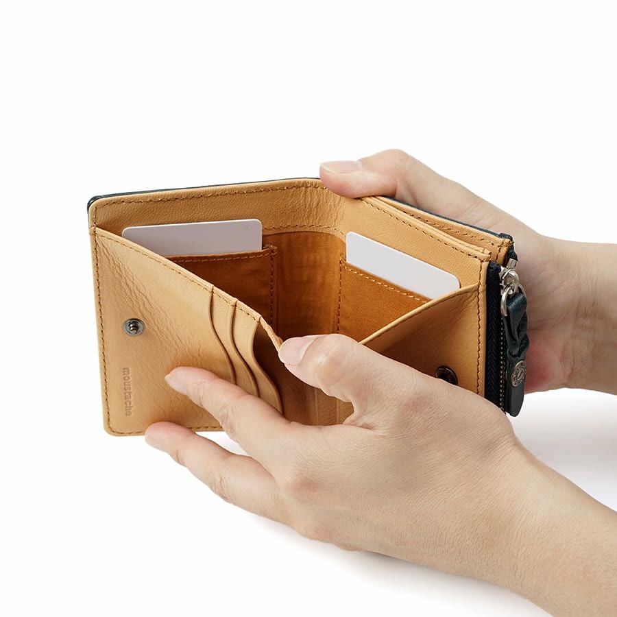 MOUSTACHE L字ファスナーミドルウォレット イタリアンバッファロー革×ゴート革 KBR-0471