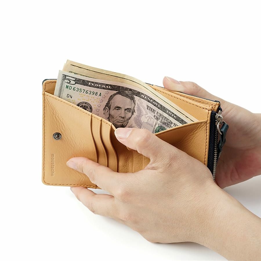 MOUSTACHE L字ファスナーミドルウォレット イタリアンバッファロー革×ゴート革 KBR-0471