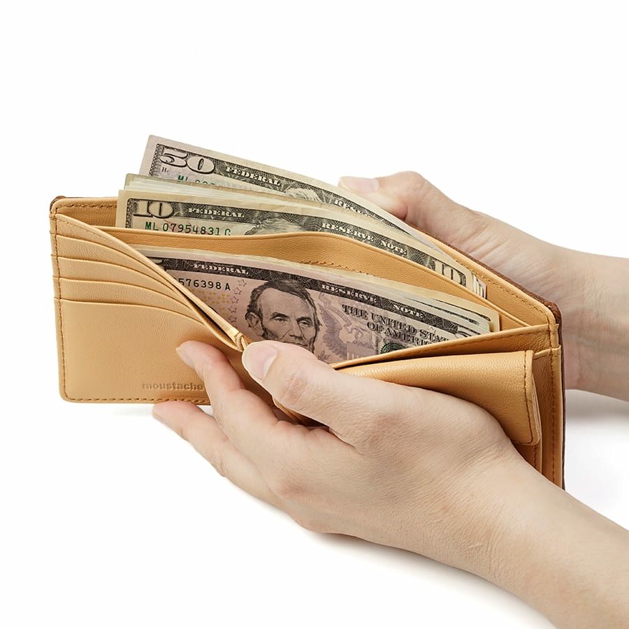 MOUSTACHE 二つ折り財布 イタリアンバッファロー革×ゴート革 KBR-0472