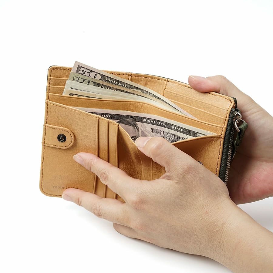 MOUSTACHE ミドルウォレット イタリアンバッファロー革×ゴート革 KBR-0473