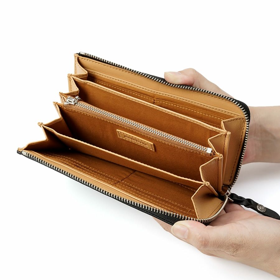 MOUSTACHE L字ファスナー長財布 イタリアンバッファロー革×ゴート革 KBR-0475