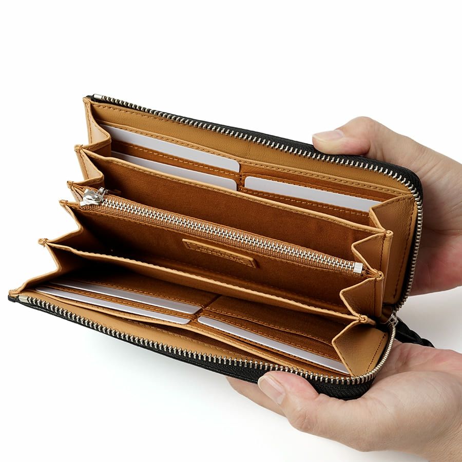 MOUSTACHE L字ファスナー長財布 イタリアンバッファロー革×ゴート革 KBR-0475