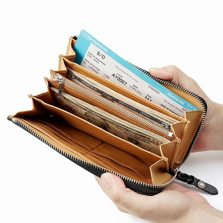 MOUSTACHE L字ファスナー長財布 イタリアンバッファロー革×ゴート革 KBR-0475