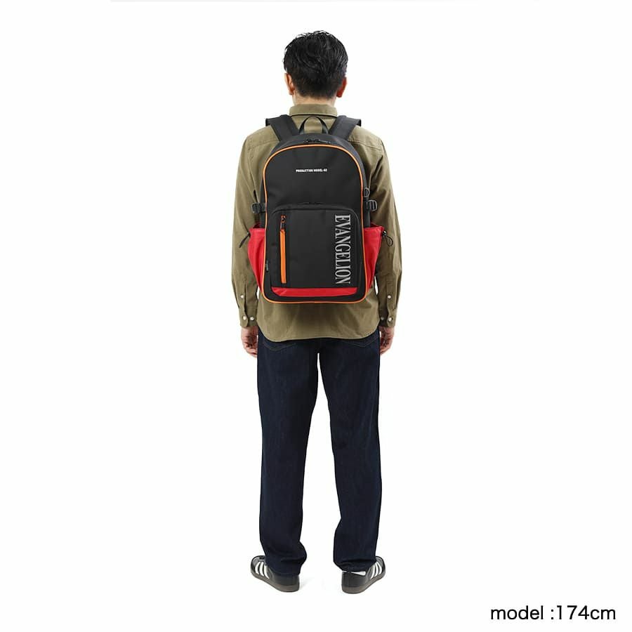 エヴァンゲリオンコラボ】 MOUSTACHE マチ拡張 ラウンドリュックサック 24-30L ポリエステル MEV-4008