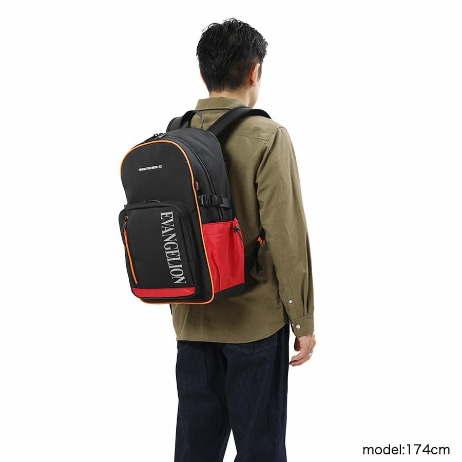 エヴァンゲリオンコラボ】 MOUSTACHE マチ拡張 ラウンドリュックサック 24-30L ポリエステル MEV-4008