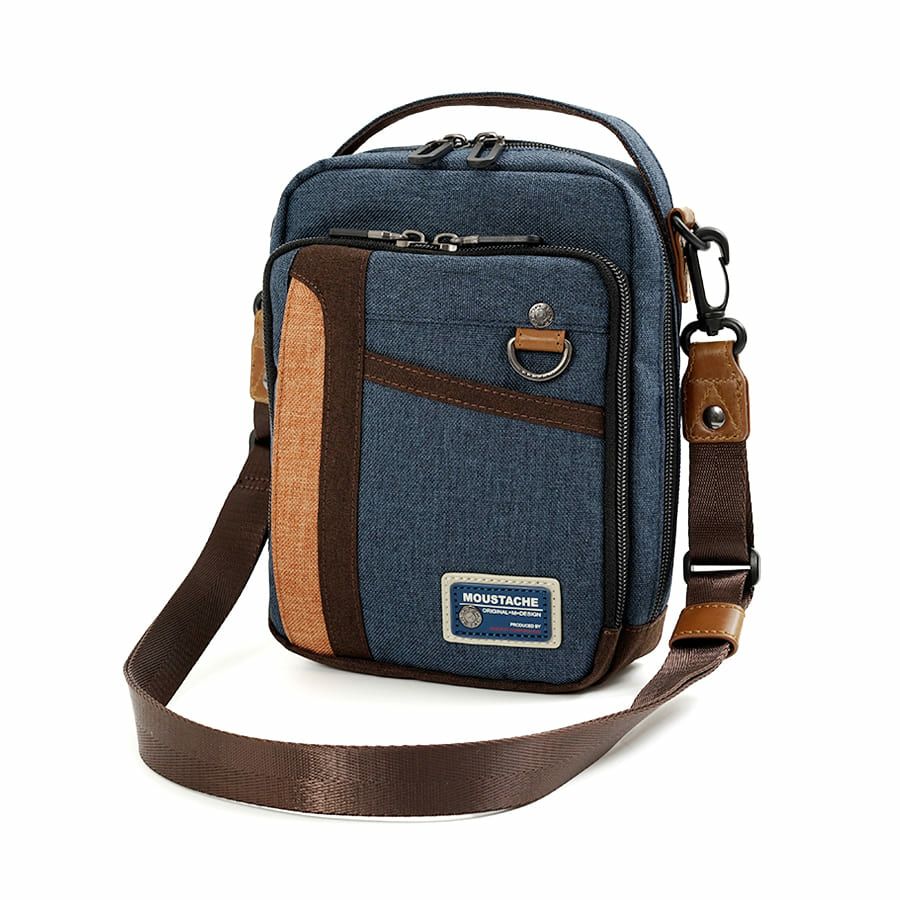 MOUSTACHE ミニショルダーバッグ 杢調ポリ×ヌメ調合皮 MDP-0656