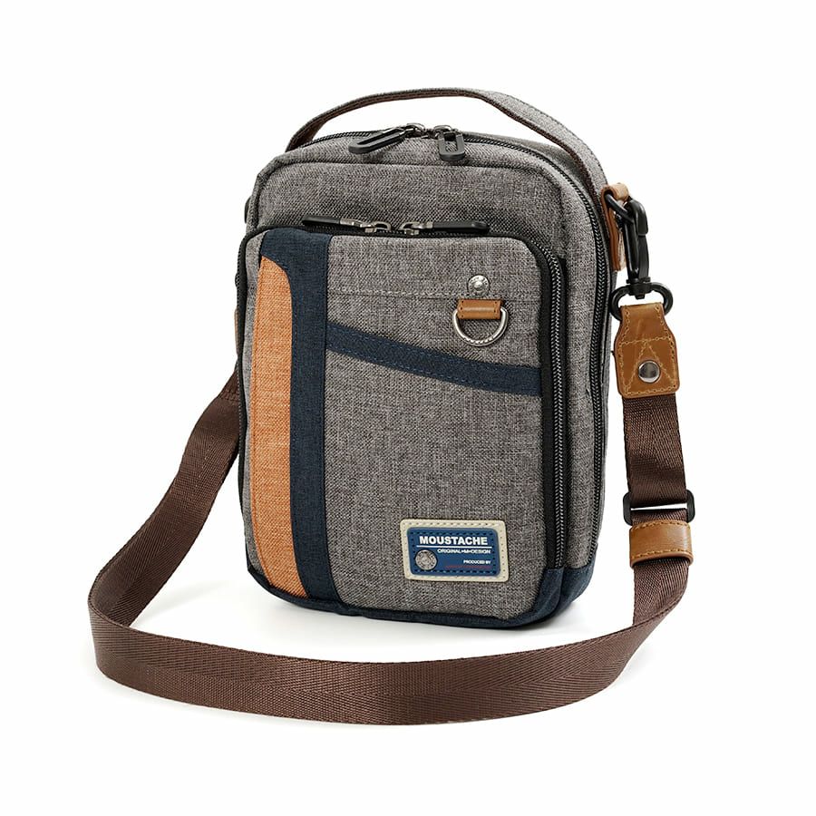 MOUSTACHE ミニショルダーバッグ 杢調ポリ×ヌメ調合皮 MDP-0656