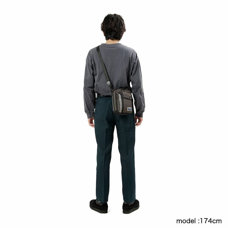 MOUSTACHE ミニショルダーバッグ 杢調ポリ×ヌメ調合皮 MDP-0656