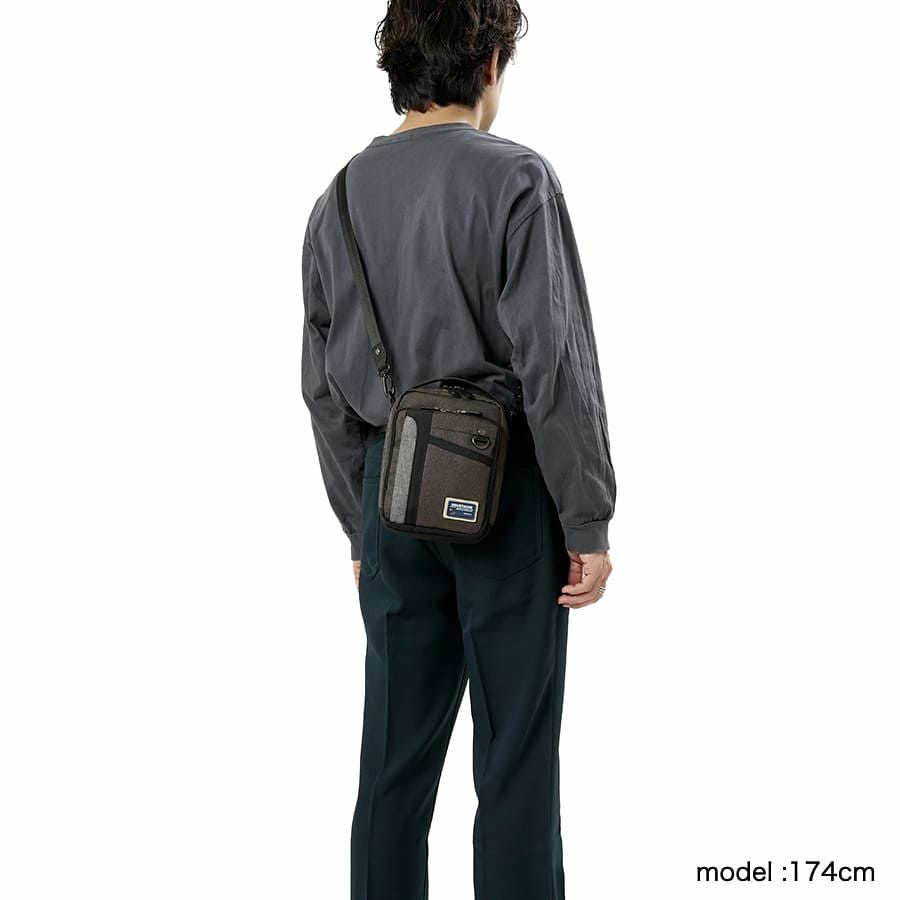 MOUSTACHE ミニショルダーバッグ 杢調ポリ×ヌメ調合皮 MDP-0656