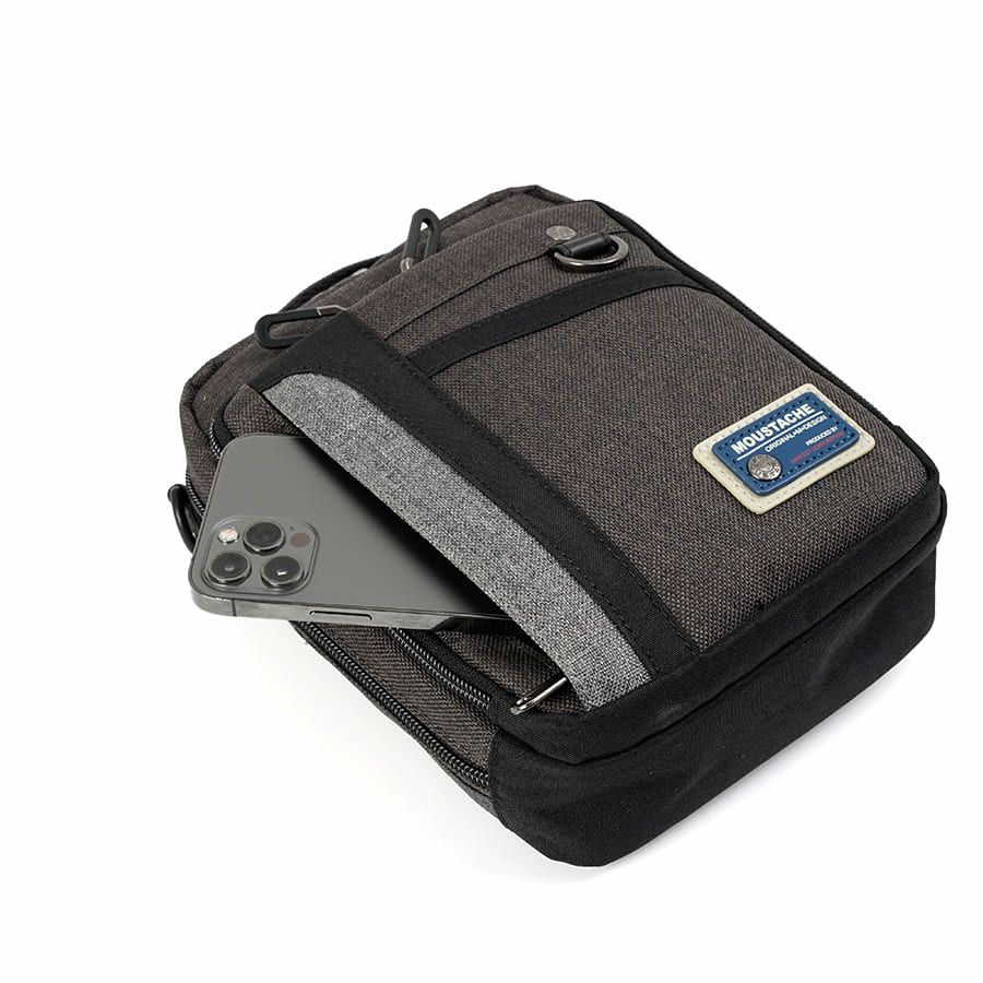 MOUSTACHE ミニショルダーバッグ 杢調ポリ×ヌメ調合皮 MDP-0656