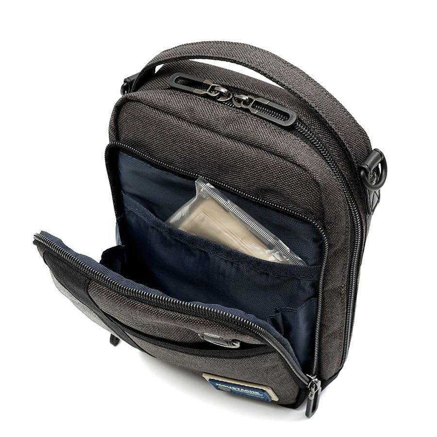 MOUSTACHE ミニショルダーバッグ 杢調ポリ×ヌメ調合皮 MDP-0656