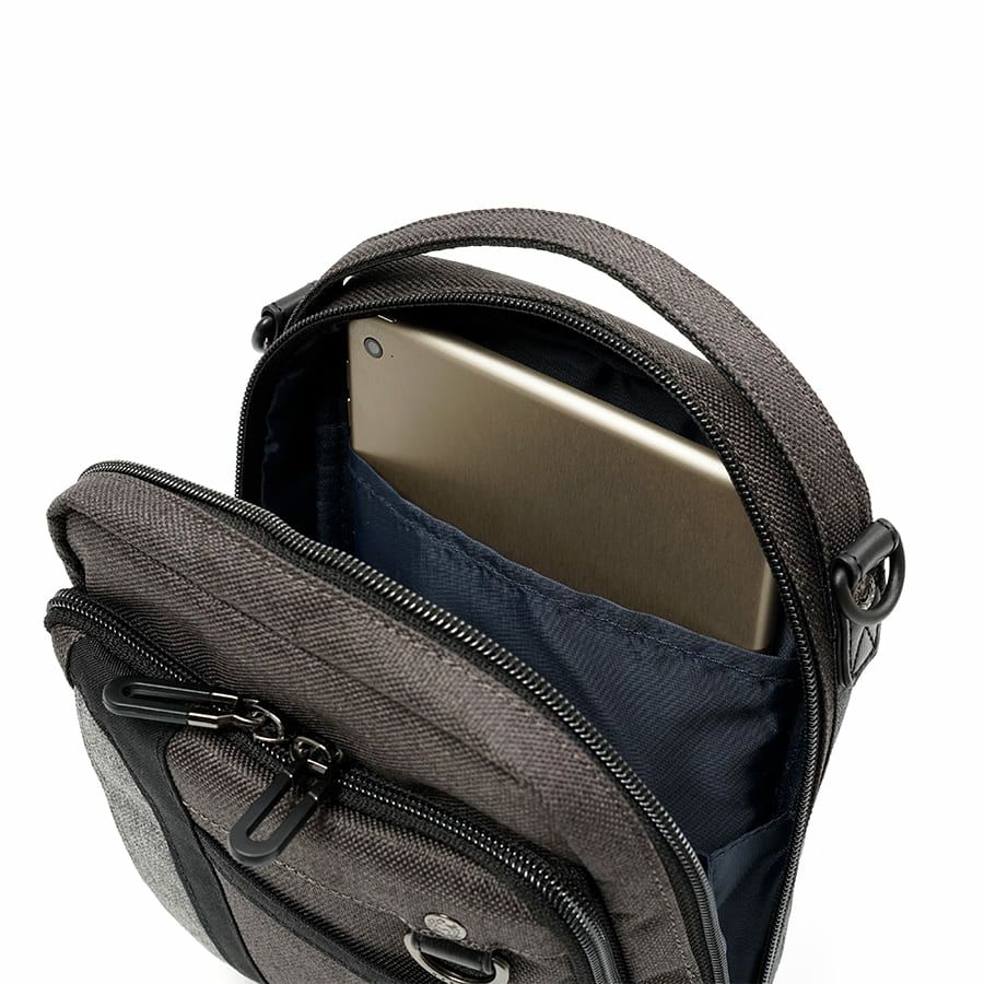 MOUSTACHE ミニショルダーバッグ 杢調ポリ×ヌメ調合皮 MDP-0656