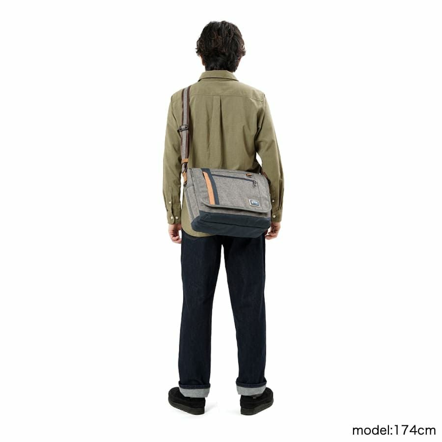 MOUSTACHE メッセンジャーバッグ 杢調ポリ×ヌメ調合皮 MDP-0657