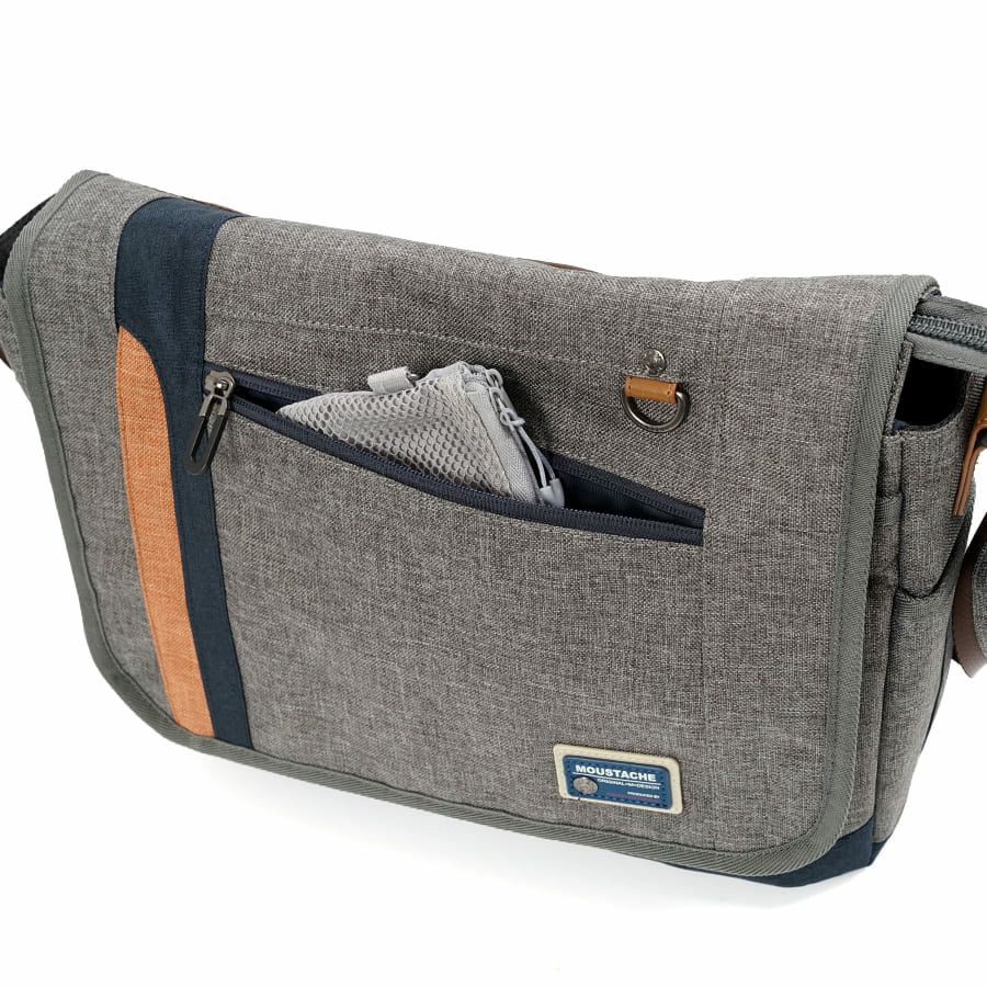 MOUSTACHE メッセンジャーバッグ 杢調ポリ×ヌメ調合皮 MDP-0657
