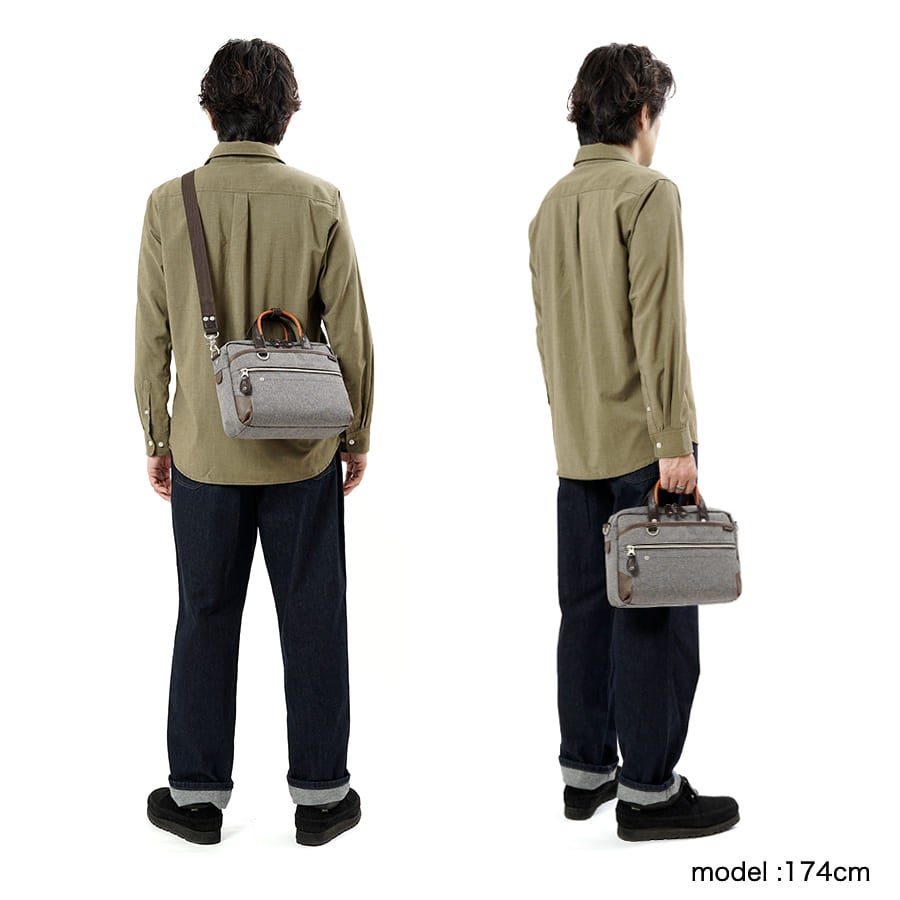 moustache on time 2WAY ショルダーバッグ ミニブリーフ ポリエステル×牛革×合皮 JPF-2176