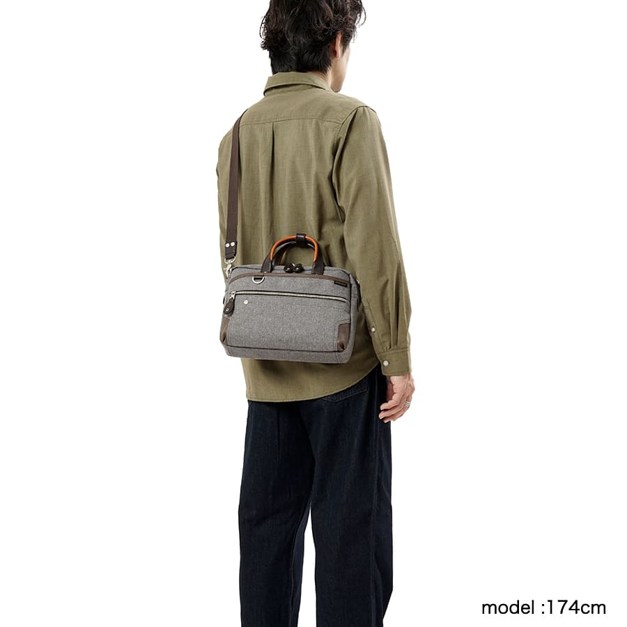 moustache on time 2WAY ショルダーバッグ ミニブリーフ ポリエステル×牛革×合皮 JPF-2176