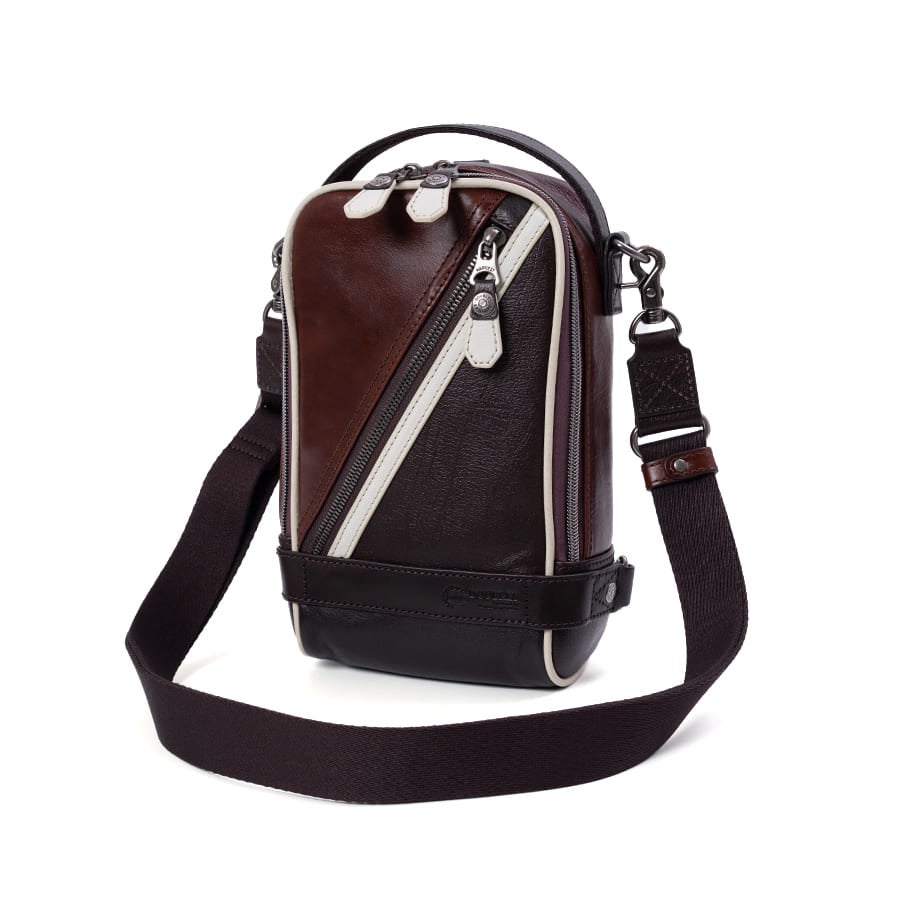 DOUBLES 3WAY レザースリングバッグ（ボディ＆ショルダー） 牛革×イタリアン牛革 KIM-1455