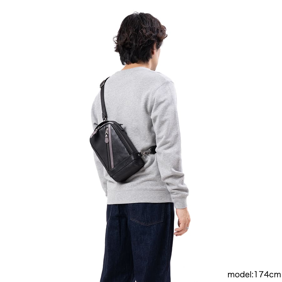 DOUBLES 3WAY レザースリングバッグ（ボディ＆ショルダー） 牛革×イタリアン牛革 KIM-1455