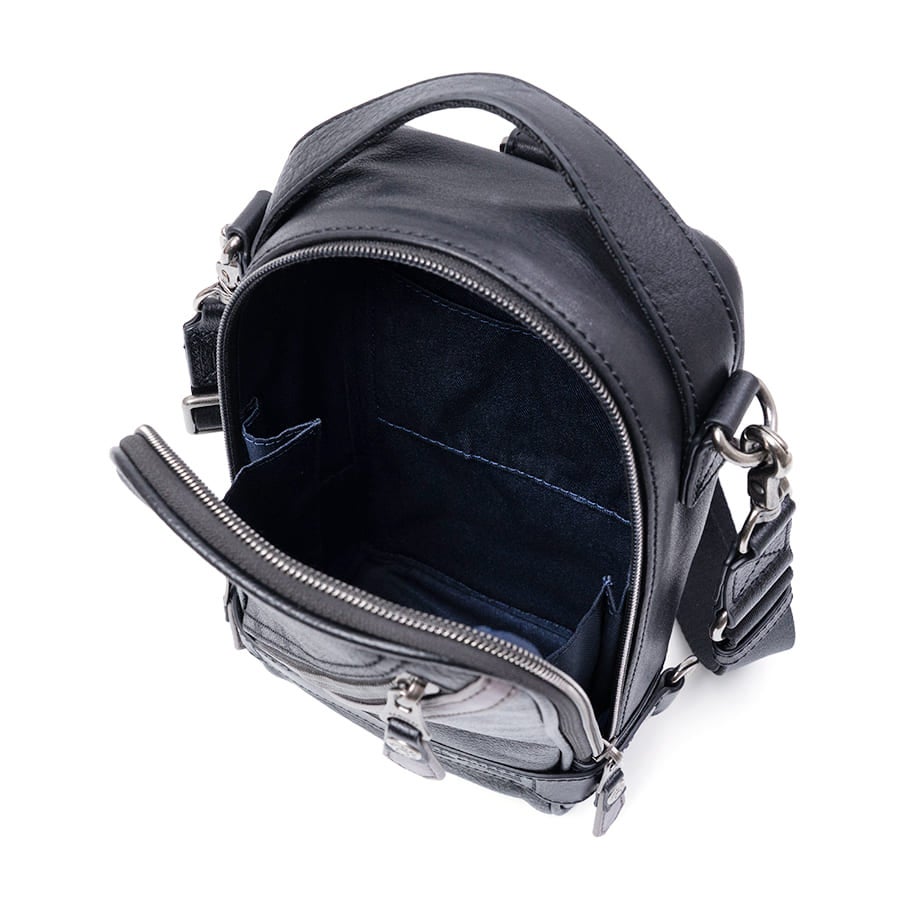 DOUBLES 3WAY レザースリングバッグ（ボディ＆ショルダー） 牛革×イタリアン牛革 KIM-1455