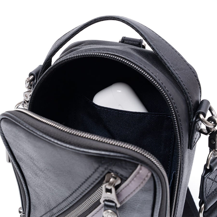 DOUBLES 3WAY レザースリングバッグ（ボディ＆ショルダー） 牛革×イタリアン牛革 KIM-1455