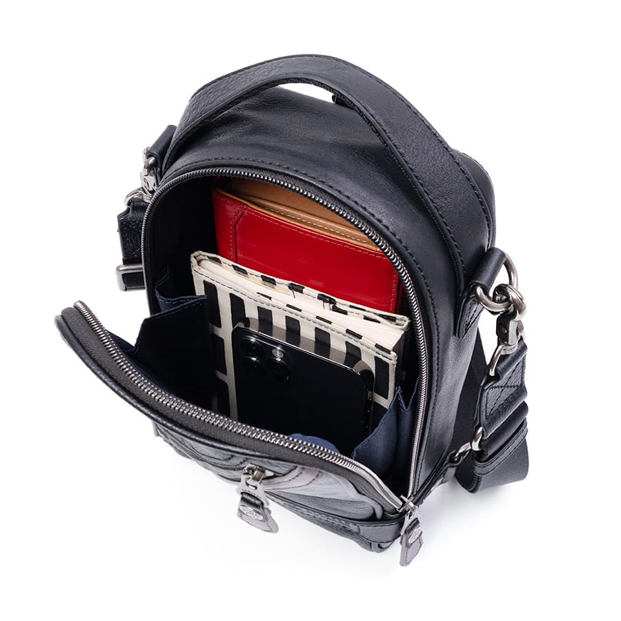 DOUBLES 3WAY レザースリングバッグ（ボディ＆ショルダー） 牛革×イタリアン牛革 KIM-1455